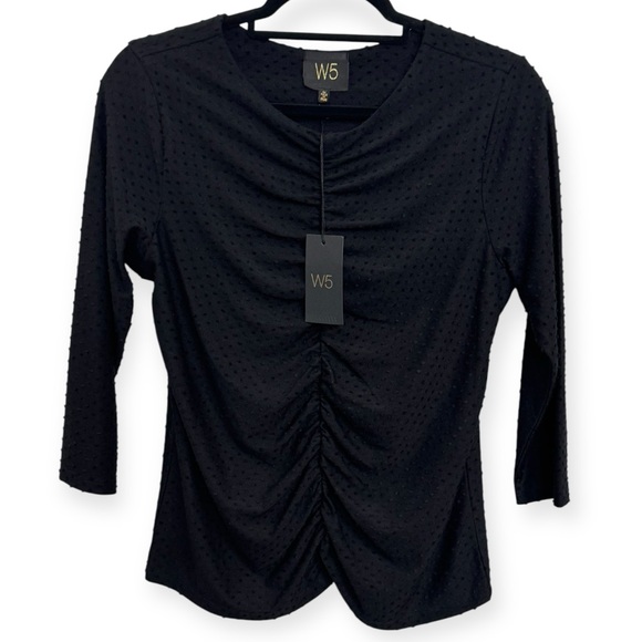 Anthropologie Tops - Anthropologie Black Textured Ruched Blouse **206